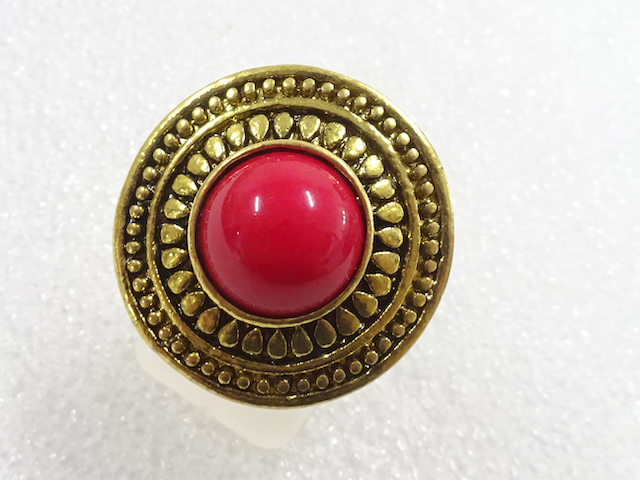 JAPANESE KIMONO / ANTIQUE COLORED STONE RING (SIZE 12.5)